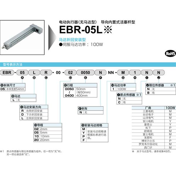 CKD喜開理電動執(zhí)行器（無馬達型）滑塊型EBR-05LR-00-100050NNN-M1NN