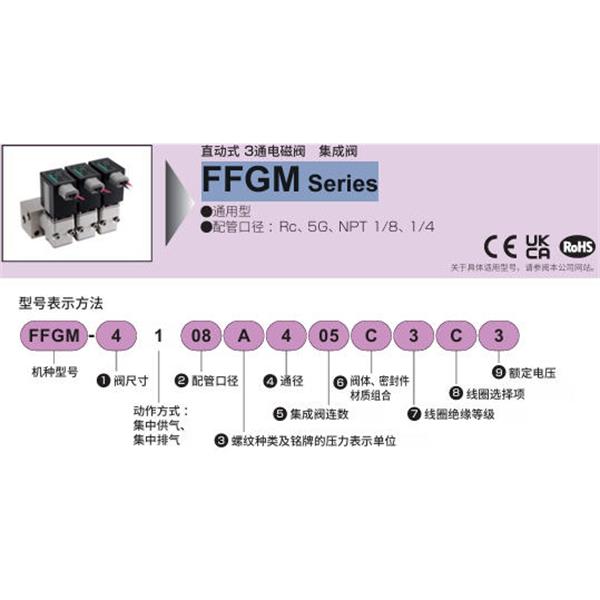 CKD喜開(kāi)理多種流體直動(dòng)式3通電磁閥集成閥FFGM-3108DS02A3A1