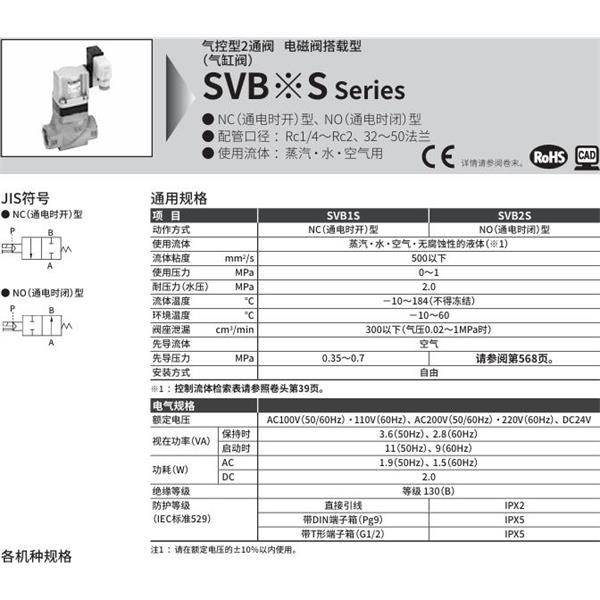 CKD喜開理氣控型2通閥（氣缸閥）SVB2S-32A-02CS-AC100V