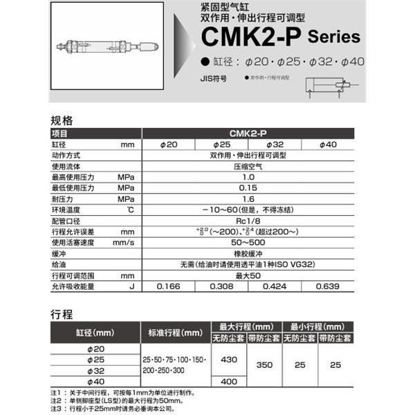 CKD喜開理緊固型氣缸CMK2-P-LS-40-400-50-F-B2