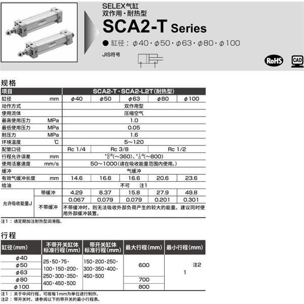 CKD喜開理SELEX氣缸SCA2-T-FC-40B-100-SI